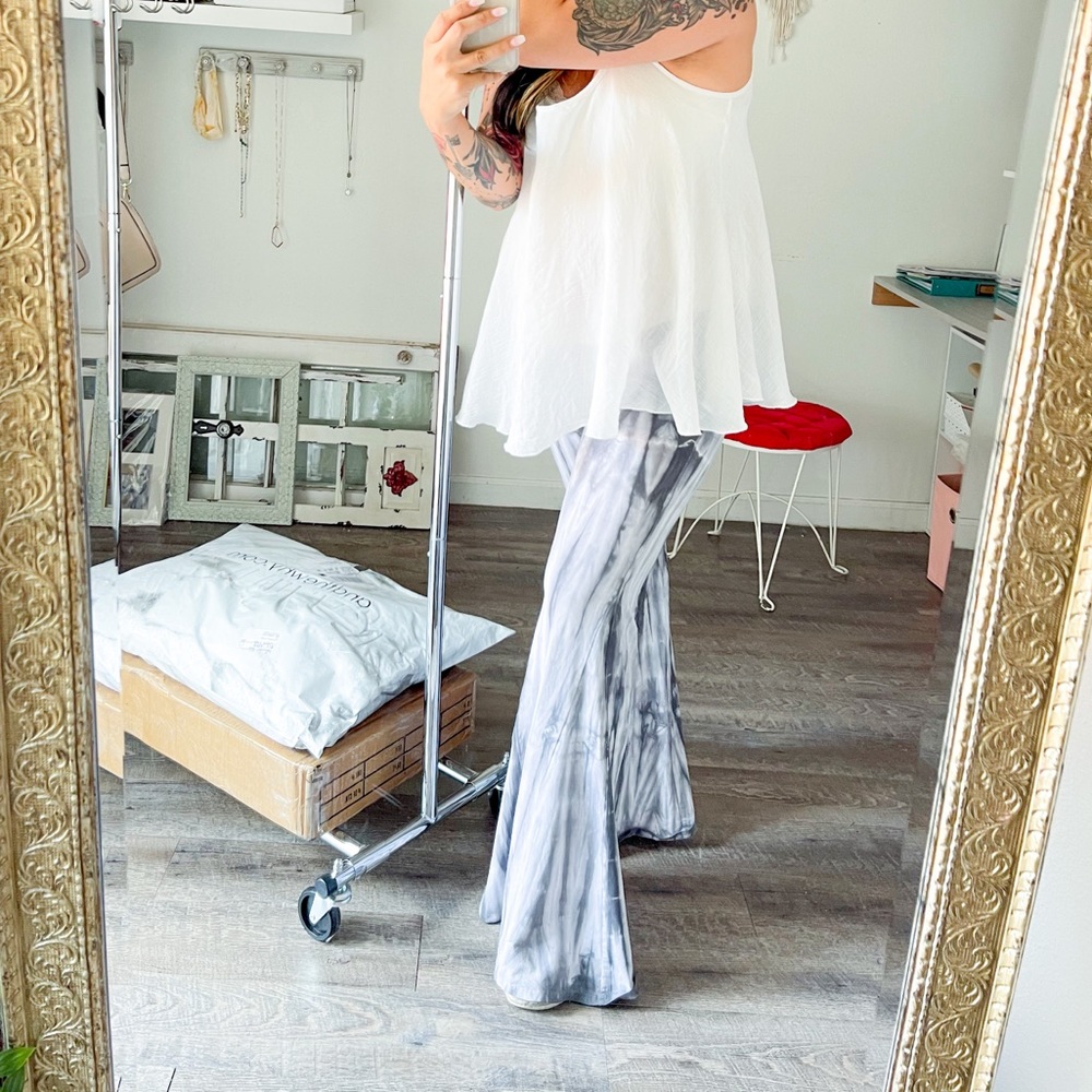 Grey Tie Dye Flare Pants - Picture 5 of 5